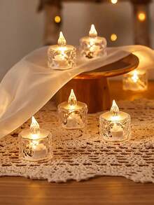 12pcs Battery Powered Flickering LED Tea Lights, Suitable For Party, Outdoor, Dining Table, Anniversary, Holiday, Proposal, Restaurant, Camping, Autumn Decor, Harvest Festival Decor, Room Decor, Bedroom Decor, Graduation, Mother's Day (Warm White, Batteries Included) (3.8cm, 4.8cm) - A - View 7