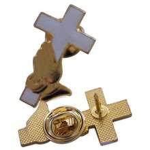 Praying Hands And Cross Religious Lapel Pin Or Hat Pin And Tie Tack Set With Clutch Back 3-Piece - như hình - Xem 4