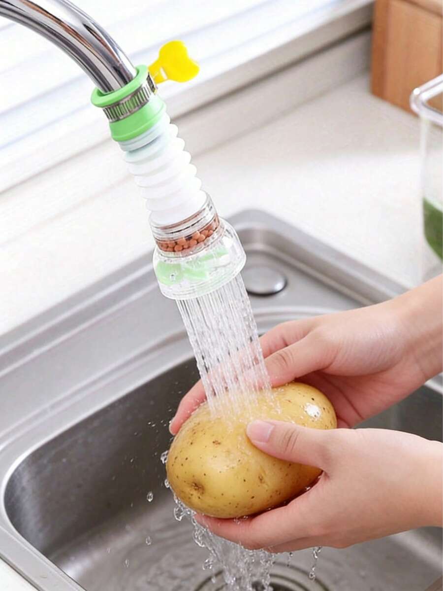 1pc Kitchen Faucet Splash Guard Extender - Flexible Rotatable Nozzle, Water-Saving Design Plastic Material, Suitable For Washing Fruits/Vegetables/Dishes
