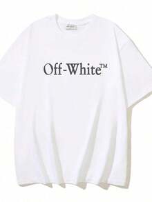 The OffWhite Lettering Boldly Declares An Affirmation Of Innovative Fashion Aesthetics, Making This T-Shirt A Remarkable Garment For Those Who Appreciate Modern And Iconic Graphics And A Relaxed Vibe. 100% Cotton. - màu đen - Xem 7