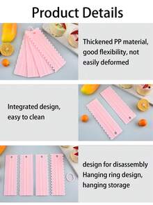 1 Set/4pcs Plastic Cake Contour Scraper, Cake Cream Serrated Scraper, Double-Sided Cream Shaping Scraper, Asymmetrical Serrated Edge Cream Scraper, Pastry Cutting Tool, Cake Slicer, Dough Scraper, Cake Scraper And Cream Smoothing Tool - View 9