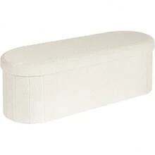 PINPLUS Pouf con Vano Portaoggetti, Sgabello Imbottito Pieghevole in Tessuto Bouclé, con Scomparto Portaoggetti per Camera da Letto, Soggiorno, Ingresso, 110x38x38cm, Grigio - Bianca - Visualizzare 12