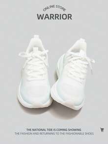 WARRIOR 1 đôi giày thể thao nữ buộc dây phối màu cổ thấp, đế mềm, lưới thoáng khí, giày chạy bộ thường ngày, mùa xuân/hè. - màu trắng bạc hà xanh - Xem 5
