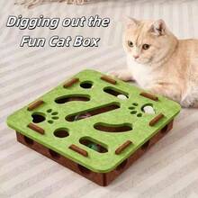 2025 New Interactive Cat Toy Fun Box, Cat Puzzle Toy To Promote Intellectual Development And Physical Activity, Includes 3 Ball Toys (Random Colors), With Maze Tunnel And Bell Ball, Felt Material, No Batteries Required, Suitable For Indoor Cats. - Multicolor - View 1