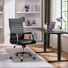 Office Chair White Desk Ergonomic Faux Leather High Back Reclining Rocking 360 Swivel Wheels °   Adjustable Height, Load Capacity 136 KG - 黑色的 - 查看 2