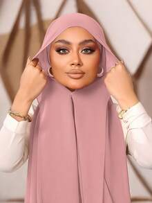 1pc 3-In-1 Instant Chiffon Hijab With Built-In Magnets And Undercap/All-In-One Instant Hijab - No Pins, Slip-Free Fit, Easy Wear In Seconds. Suitable For Daily Abaya Matching, Outdoor Activities, Prayers And Worship,Beach,Holiday - Built-in Magnetic Hijab - View 20