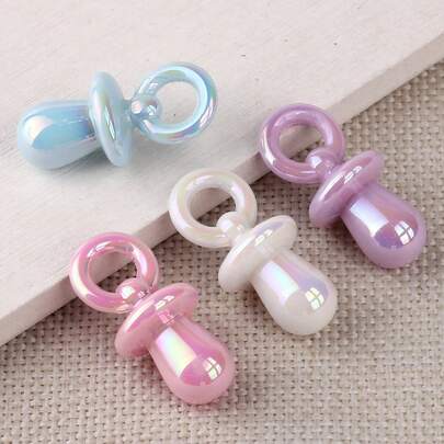10 chiếc núm vú giả nhỏ xinh bằng acrylic màu trơn ánh kim AB, thích hợp để tự làm móc khóa, mặt dây chuyền, bùa hộ mệnh và các loại trang sức khác.