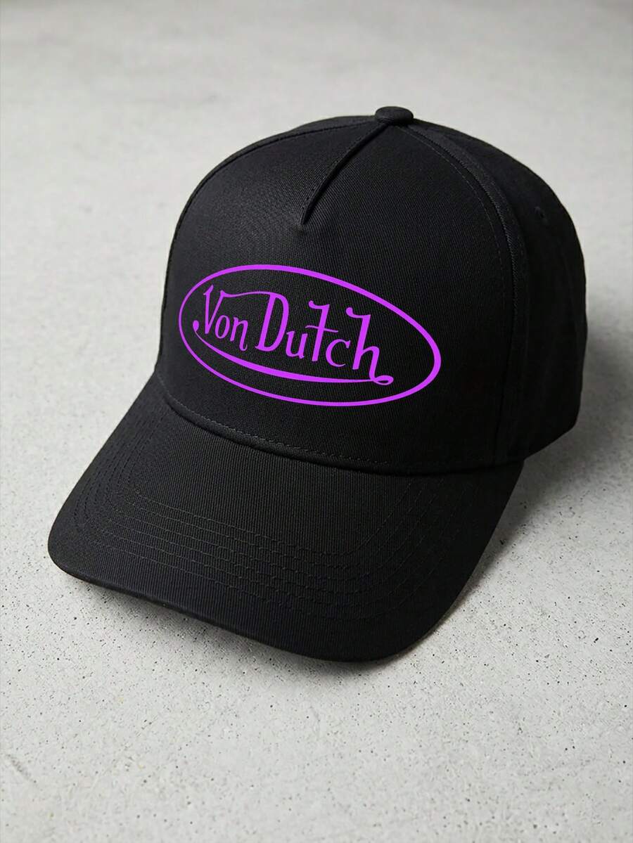 1pcs VonDutch Printed Baseball Cap, Classic Casual Retro Y2K Unisex Baseball Cap, Adjustable Size, Lightweight And Sun Protection, Suitable For Outdoor Sports, Daily Wear, Parties, And - màu đen - Xem 1