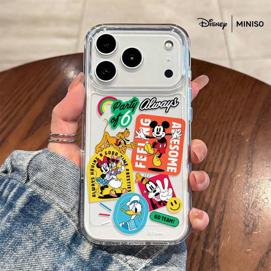 1 chiếc ốp lưng điện thoại Disney Mickey & Friends Party Of 6 Colorful Sticker Collage Design phù hợp với iPhone 17/17 Pro/17 Pro Max/17 Air/16/15/14/13/12/11/X Series. Ốp lưng iPhone 17 Pro Max, ốp lưng iPhone 17 Pro, ốp lưng iPhone 17. Quà tặng Giáng sinh cho bạn gái. - Trong sáng - Xem 1