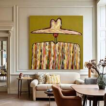 Quadro em tela com tema de cowboy do Velho Oeste (1 peça), estilo vintage de pintura a óleo campestre, cores vibrantes, arte abstrata, ideal para decoração de parede, grande peça de decoração artística sem moldura. - foto - Ver 5