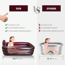 Infloast - tina inflable para mujer con reposacabezas de almohada portátil plegable no empotrado con cubierta elegante tina de inmersión para interiores para un cuidado personal y relajación - Rojo - Ver 6