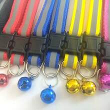 1.0 Pet Collar With Black Buckle, Reflective Strip, Patch, And Bell For Dogs And Cats - Blue - View 6