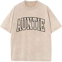 Summer TopsWomen Vintage Oversized Auntie Shirts Funny Aunt Tshirts Gifts For Auntie Acid Wash Baggy Tee TopLoose And Comfortablesummer Clothes  Vacat - 杏色 - 查看 10
