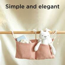 Yue Ye 1pc Cartoon Print Baby Crib Hanging Storage Bag, Bedside Organizer Basket For Baby Crib, Stroller - Multicolor - View 6