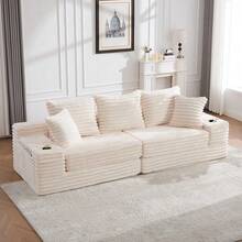 Sofas & Couches - Beige + Corduroy + Foam + 4 Seat - View 7