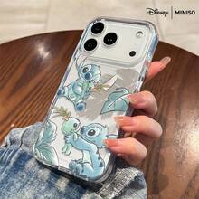 1件裝 Disney Stitch Scrump Hug 熱帶葉子圖案手機殼，相容 iPhone 18 Pro/18 Pro Max/17/17 Pro/17 Pro Max/17 Air/16/15/14/13/12/11/X 系列，iPhone 18 Pro Max 手機殼、iPhone 18 Pro 手機殼、iPhone 17 手機殼，聖誕襪小禮物，送女友 - 無色 - 查看 4