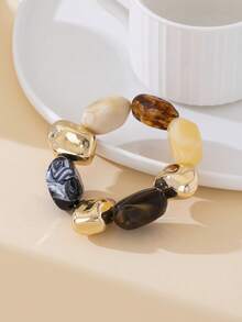 1pc Elegant Unique Personalized Summer New Vacation Beach Style Premium Color Matching Women's Asymmetrical Beaded Bracelet (No Gift Box, Random Bead Color Arrangement) - Multicolor - View 2