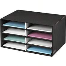 Bankers Box Decorative Eight Compartment Literature Sorter Letter Black/Gray Pinstripe 6170301 - Rayado - Ver 2