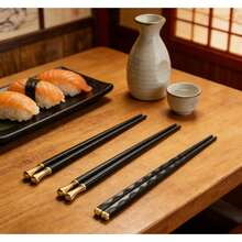 Bộ 5/10/15/20 đôi đũa ăn sushi tái sử dụng bền chắc, đũa kim loại, bộ đũa kiểu Trung Quốc, kháng khuẩn, chống trơn trượt, chống nấm mốc, dụng cụ nhà bếp. - Xem 10