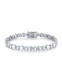 Vòng tay bạc 925 kiểu tennis đính đá Moissanite, phong cách hip-hop unisex, món quà thời trang cao cấp cho Ngày Valentine, Ngày của Mẹ, đám cưới, kỷ niệm, sinh nhật. - Bạc - Xem 8
