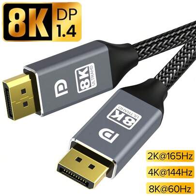 FYRVW 8K DisplayPort 1.4 Cable, 240Hz 8K DP Cable, 165Hz DisplayPort Cable Suitable For 8K DisplayPort Cable For Video, PC, Laptop, TV, DP Extension Cable