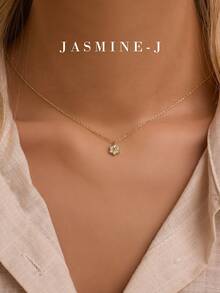 1pc S925 Sterling Silver Zirconia Flower Pendant Necklace, Gold Chain, Floral Necklace, Minimalist 6-Petal Flower Pendant Necklace, Versatile Design, Elegant Casual, Women Necklace, Suitable For Daily Wear/Party - Multicolor - View 13