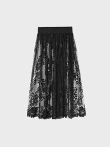 蕾丝吊带裙，长款网纱裙，百搭旗袍配黑色衬裙 - 彩色 - 查看 4