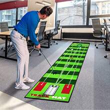 SAPLIZE - Tapete de golf para poner trazado de trayectoria visible múltiples modos de entrenamiento con espejo de alineación de colocación y arete verdes ajustables color verde mate para interiores - Modelo A seguimiento de trayectoria visible - Ver 6