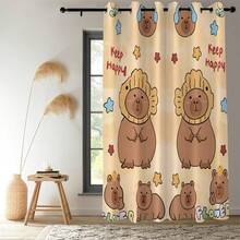 1pc Cute Capybara Pattern Blackout Curtain, 2-Panel Set With Grommets, Thick Black Lining, Thermal Insulated For Bedroom, Living Room, Study, Balcony, Home Use - 0543+DKCL - View 13