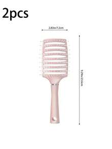 1/2pcs Pink Large Tooth Comb, Hair Curling Brush, Backcombing Volumizing Styling Tool, Air Cushion Massage Brush, Anti-Hair Loss, Suitable For All Hair Types, Long Thick Curly Natural Hair - Multicolor - View 8