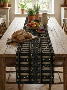 1 pieza Camino de mesa de hierro con margaritas, decoración de mesa de comedor con vía férrea 3D floral, disponible en varios tamaños, material de poliéster de alta calidad, lavable a máquina, adecuado para sala de estar, cocina, comedor, fiestas temáticas, fiestas diarias - A - Ver 1