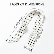1pc Brown Polka Dot Printed Silk Scarf, Versatile Ribbon Neck Tie, Women 2025 New Fashion Headband, Neck Wrap, Suitable For Daily Wear For Dress - White - View 9