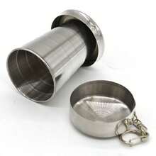 Entrega talla grande rápida: 5 días 1 pieza Taza plegable para cocinar y acampar de 75/150/250ml, taza de té para exteriores, vajilla retráctil y plegable - Vaso plegable de acero inoxidable - Ver 8