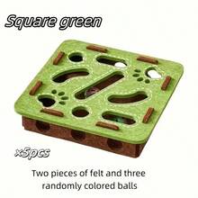 2025 New Interactive Cat Toy Fun Box, Cat Puzzle Toy To Promote Intellectual Development And Physical Activity, Includes 3 Ball Toys (Random Colors), With Maze Tunnel And Bell Ball, Felt Material, No Batteries Required, Suitable For Indoor Cats. - Multicolor - View 6