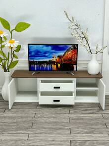 1:12 迷你電視櫃，逼真人偶模型裝飾品，仿木樹脂櫃，迷你模型家居裝飾品，模型屋客廳場景配件，小桌子，帶抽屜的櫃子裝飾品，帶開門的小櫃子，迷你家具模型 - 彩色 - 查看 3