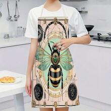 1 pieza Delantal de cocina con estampado de abeja, adecuado para cocina, sala de estar, comedor, hotel, barbacoa al aire libre y otros escenarios, hecho de 100% poliéster, lavable a máquina y a mano - Multicolor - Ver 7