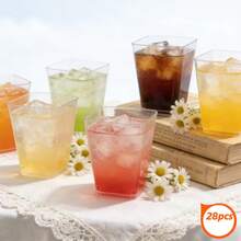 50 piezas Vasos cuadrados de plástico para postres - Vasos transparentes para pudín, reutilizables, ideales para yogur, fruta, mousse y mini dulces - Solución de servicio elegante para eventos y uso diario - transparente - Ver 10