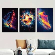 Bộ 3 tranh nghệ thuật trừu tượng cầu thủ bóng đá treo tường - Tranh vẽ tay trên vải canvas chủ đề bóng đá không khung, trang trí hiện đại, quà tặng cho người hâm mộ bóng đá, phù hợp để trang trí phòng ngủ, phòng khách, văn phòng, nhà bếp, phòng tắm, phong cách phương Tây, trang trí nhà cửa thời trang. Đây là món quà hoàn hảo dành cho anh ấy/cô ấy, quà tặng bạn bè. - A - Xem 10