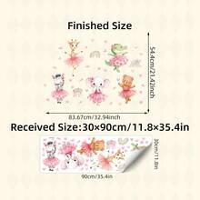 BRUP 1/2sheets Watercolor Cute Jungle Animals Wall Stickers, Cartoon Giraffe Elephant Deer Zebra Decals, Removable Self-Adhesive Wall Art For Girls Room, Nursery, Kids Bedroom Decor - Multicolor - View 12