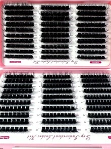 180 Clusters Of Dense 8D Fluffy Manga Lash Wispy Anime Lash Extensions 10-18MM Cluster Eyelash Extensions, D-Curly Individual Lashes, Reusable, Beginner-Friendly-600D/200D - D+ - 查看 5
