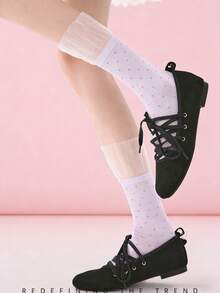 1 par de calcetines tipo tripulación para mujer, ligeros para primavera y verano - Multicolor - Ver 6