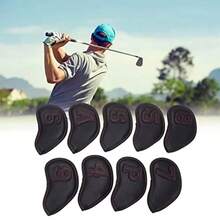 Irons Club Head Covers 9pcs/ Set Shark Club Iron Head Covers Headcover Impermeable Protector Solar Iron Covers Fundas Protectoras Se Adaptan a la Mayor¨ªa de los Irons - Negro - Ver 5