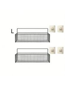 1/2 piezas Estante de baño negro, Estante de almacenamiento adhesivo para ducha, Organizador de cesta para cocina y baño, Estante organizador montado en la pared sin taladrar - No requiere perforación - Ver 13