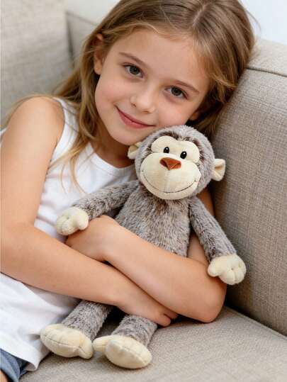 1pc 40cm/15.75in Cute Plush Monkey Doll, Soft Fluffy Long Leg Stuffed Animal Doll, Suitable For Play, Room Decor, Christmas, Easter, Children's Day Gift