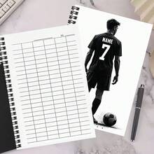 Caderno quadriculado versátil com tema de futebol, tamanho A5, 100 páginas/50 folhas. Ideal para trabalho, estudo, controle de frequência escolar, finanças e contabilidade da empresa, gestão de estoque, anotações de reuniões de negócios e diversas outras necessidades de registro. - Horizontal - Ver 6
