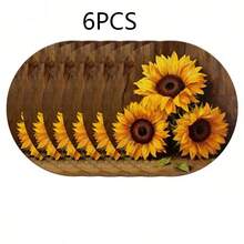 4pcs/Set Daily Floral Pattern Placemats, Decorative Placemats, Best Selling, Wrinkle-Resistant, Featuring Sunflower, Countryside, And Minimalist Abstract Designs. Size: 36*36cm, Suitable For Birthday, Housewarming, Celebration Banquet, Holiday Party, And Family Gathering. Machine Washable. An Excellent Gift. - Multicolor - View 22