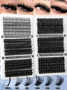 CMAYOME 576/648/708/720片接睫毛套組，單根假睫毛，D/DD捲度 0.35-0.63英吋，DIY假睫毛，10D-150DD混合密度，蓬鬆濃密，0.07mm貂毛，含睫毛膠、鑷子與刷子，適合聖誕節、萬聖節、派對、日常配戴，美妝工具 - 彩色 - 查看 21