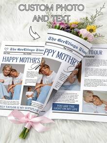 Custom Newspaper Style Flower Wrap For Mom, Personalized Mother's Day Gift, Personalized Newspaper Style Gift Wrap - Multicolor - View 2