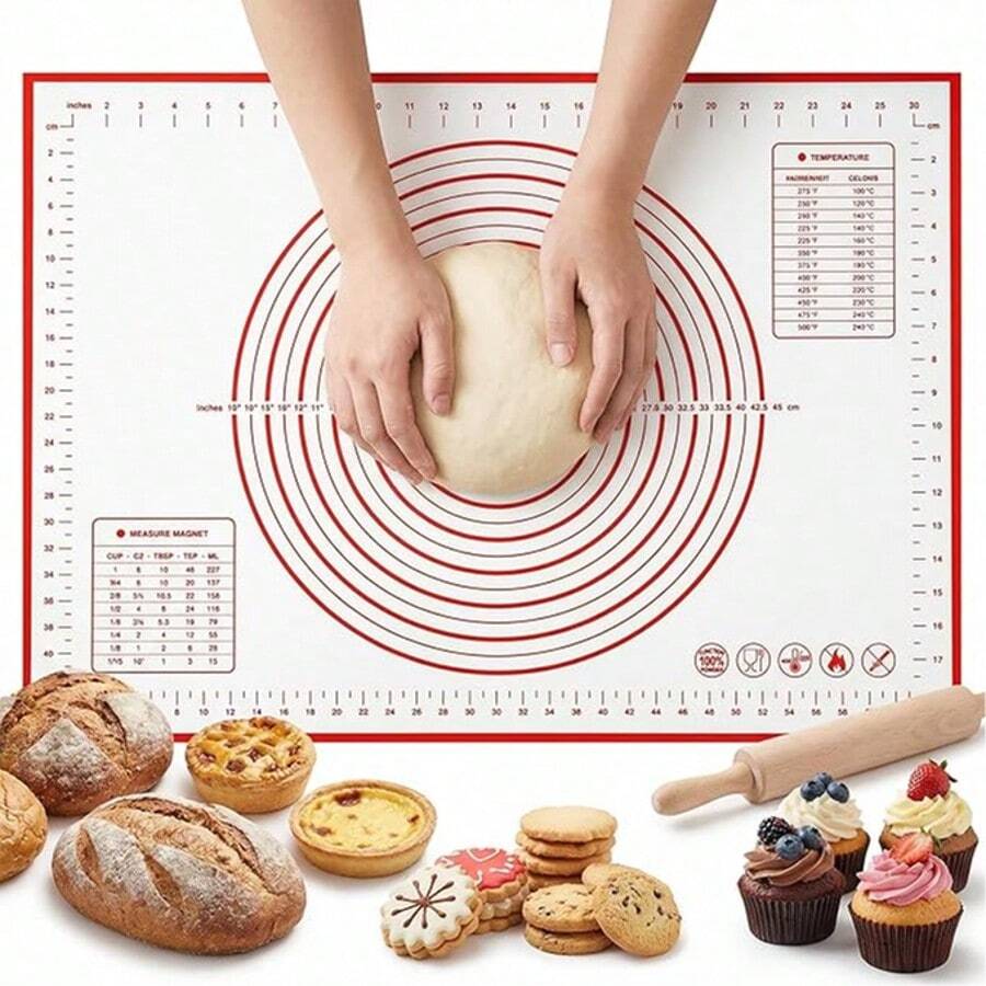 Extra Thick Silicone Baking Mat Non-Stick Pastry Board, Large Non-Slip Dough Rolling Mat With Measurement Markings, Heat-Resistant Reusable Kneading Pad For Bread Pizza Cookies Pastry, Waterproof Easy Clean Kitchen Baking Tool - View 1