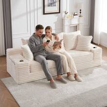 Sofas & Couches - Beige + Corduroy + Foam + 4 Seat - View 3